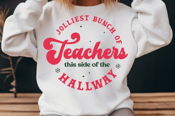 Jolliest Bunch of Teacher Christmas Svg Graphics for T-Shirt Designs