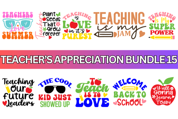 Retro Teacher Life SVG PNG Bundle: Graphics & Print Templates