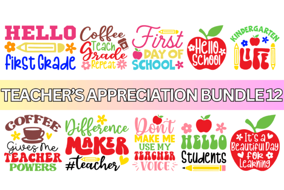 Teacher Appreciation SVG PNG Bundle: Graphics & Print Templates