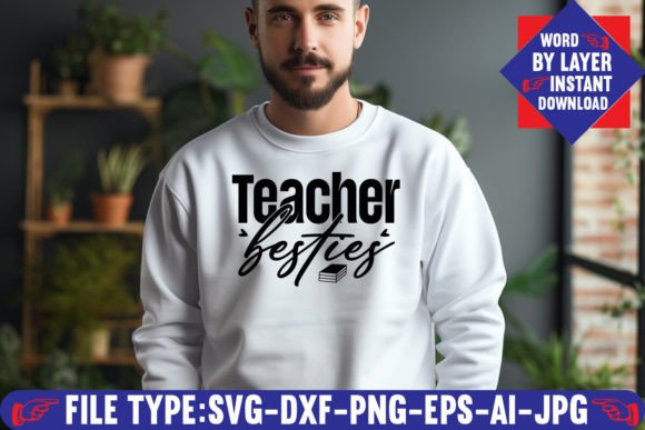 Teacher Besties Svg Design for T-Shirt Graphics